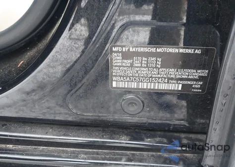 2016 BMW 528I xDrive из США, поврежденный, VIN WBA5A7C57GG152424